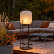 Lantern Outdoor Floor Lamp — Black Stainless Steel & Acrylic, LED, Solar or Hardwired, IP65, 3000K