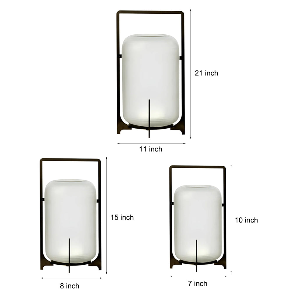 Industrial Lantern Outdoor Floor Lamp — Stainless Steel & Acrylic, Solar, IP65 Weatherproof