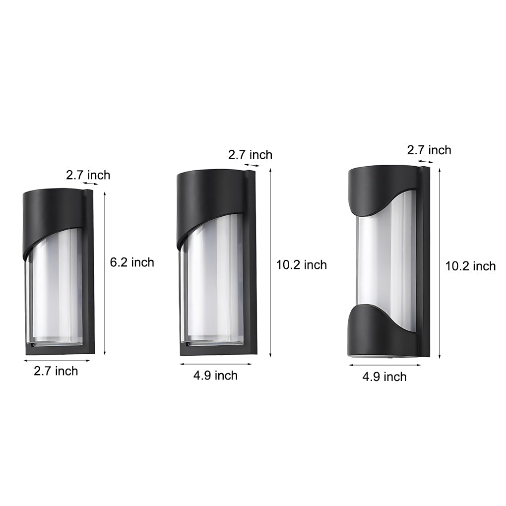 Modern Black Outdoor Wall Sconce — Die-Cast Aluminum, LED, IP55 Waterproof, 3000K