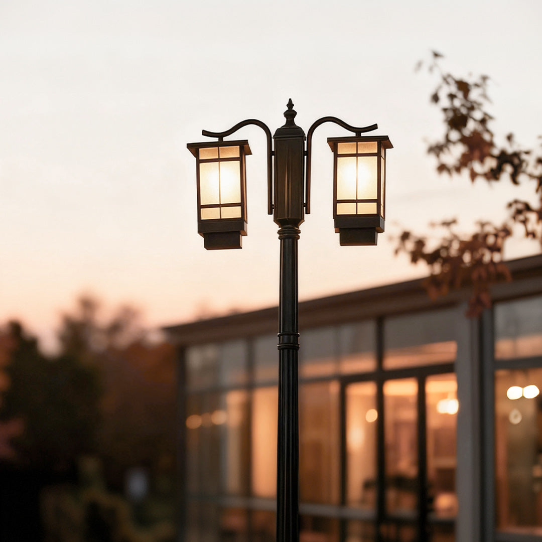Modern Minimalist Outdoor Post Light — Die-Cast Aluminum, Black, 3-Light, Solar or Hardwired, IP-Rated Weatherproof