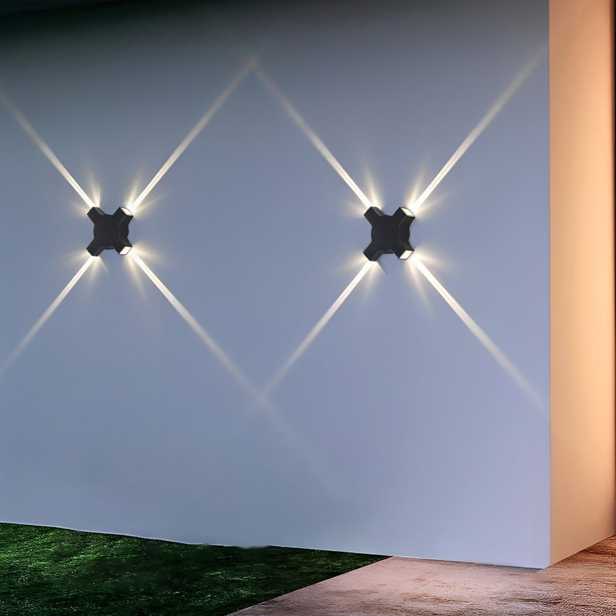 Starlight Modern Outdoor Up/Down Wall Sconce — Die-Cast Aluminum, Matte Black, 12W LED, IP65