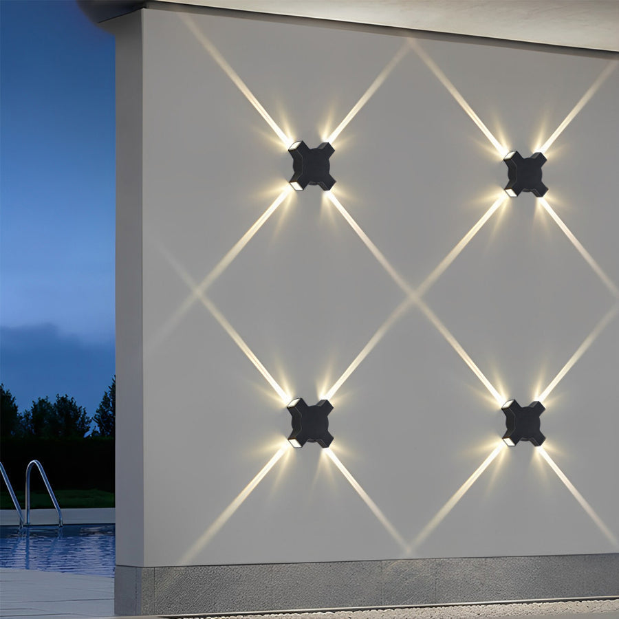 Starlight Modern Outdoor Up/Down Wall Sconce — Die-Cast Aluminum, Matte Black, 12W LED, IP65