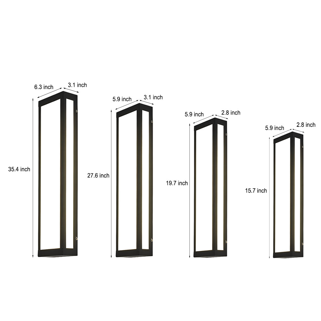 Modern Rectangular Outdoor Wall Sconce — Matte Black Iron, LED, Waterproof Acrylic Shade