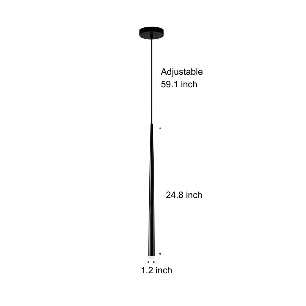 Conical Long-Tube Mini Pendant — Black Iron & Acrylic, COB 3W, 3000K Warm White