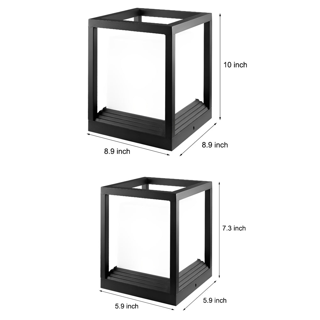 Modern Square Solar Fence Post Light — Black Aluminum, LED, IP65 Weatherproof