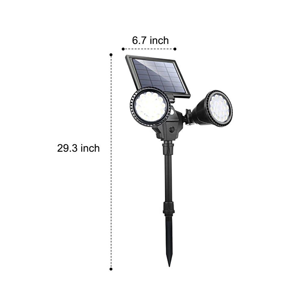 Solar Outdoor Spotlight, Set of 2 — Black ABS, LED, IP65, Motion Sensor, 4-Mode, 10-Hour Runtime