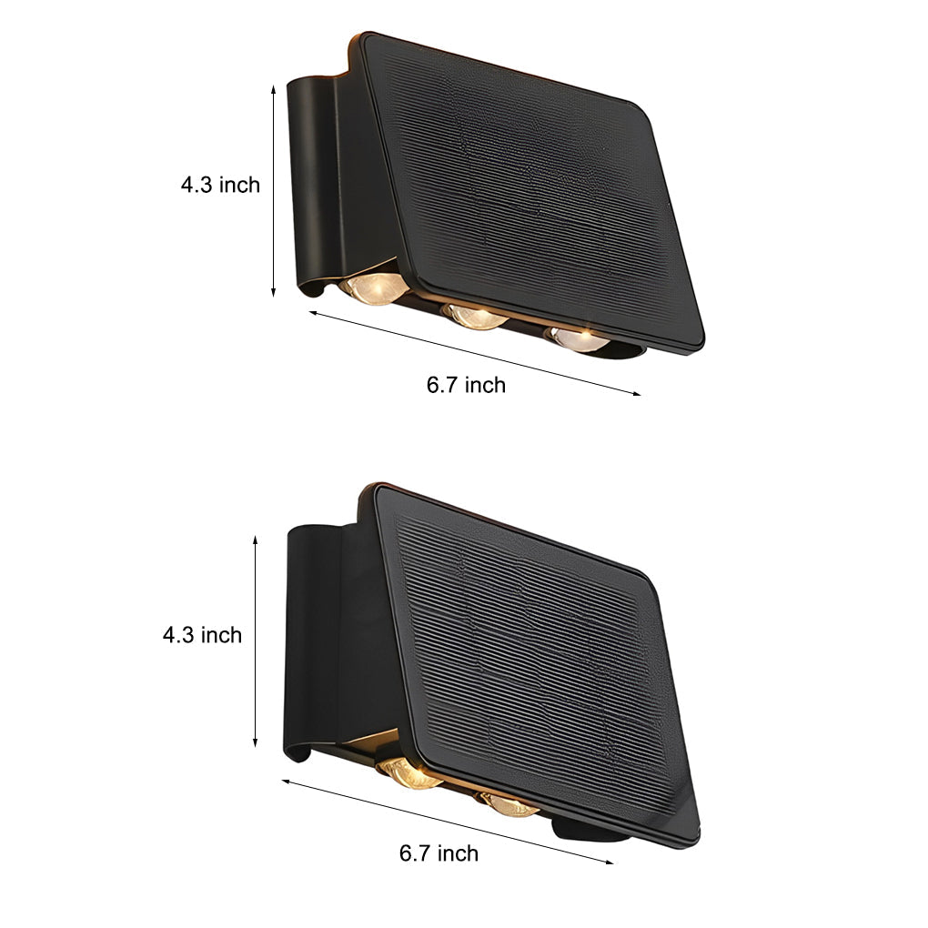 Solar Up/Down Outdoor Wall Washer Light — Black ABS, LED, IP65 Weatherproof, 4W–6W, 3000K