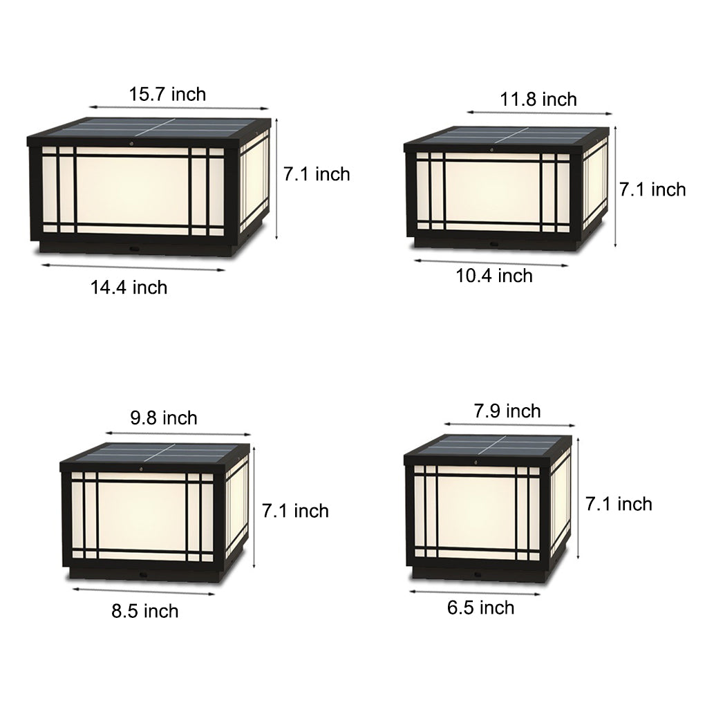 waterproof led solar fence post lights with remote retro grilles and 3 step dimming