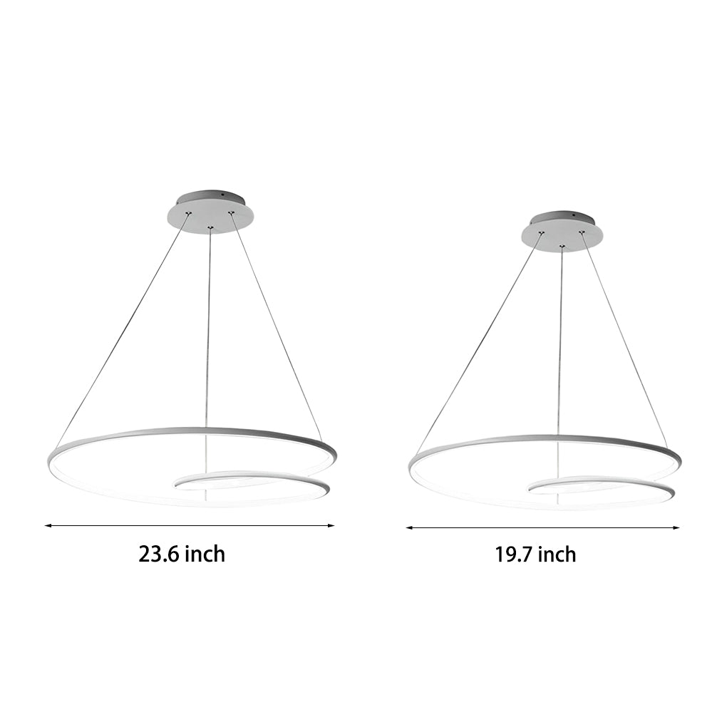 Circular Loop Modern Chandelier — Aluminum, LED, Stepless Dimming with Remote, 19.7" or 23.6"