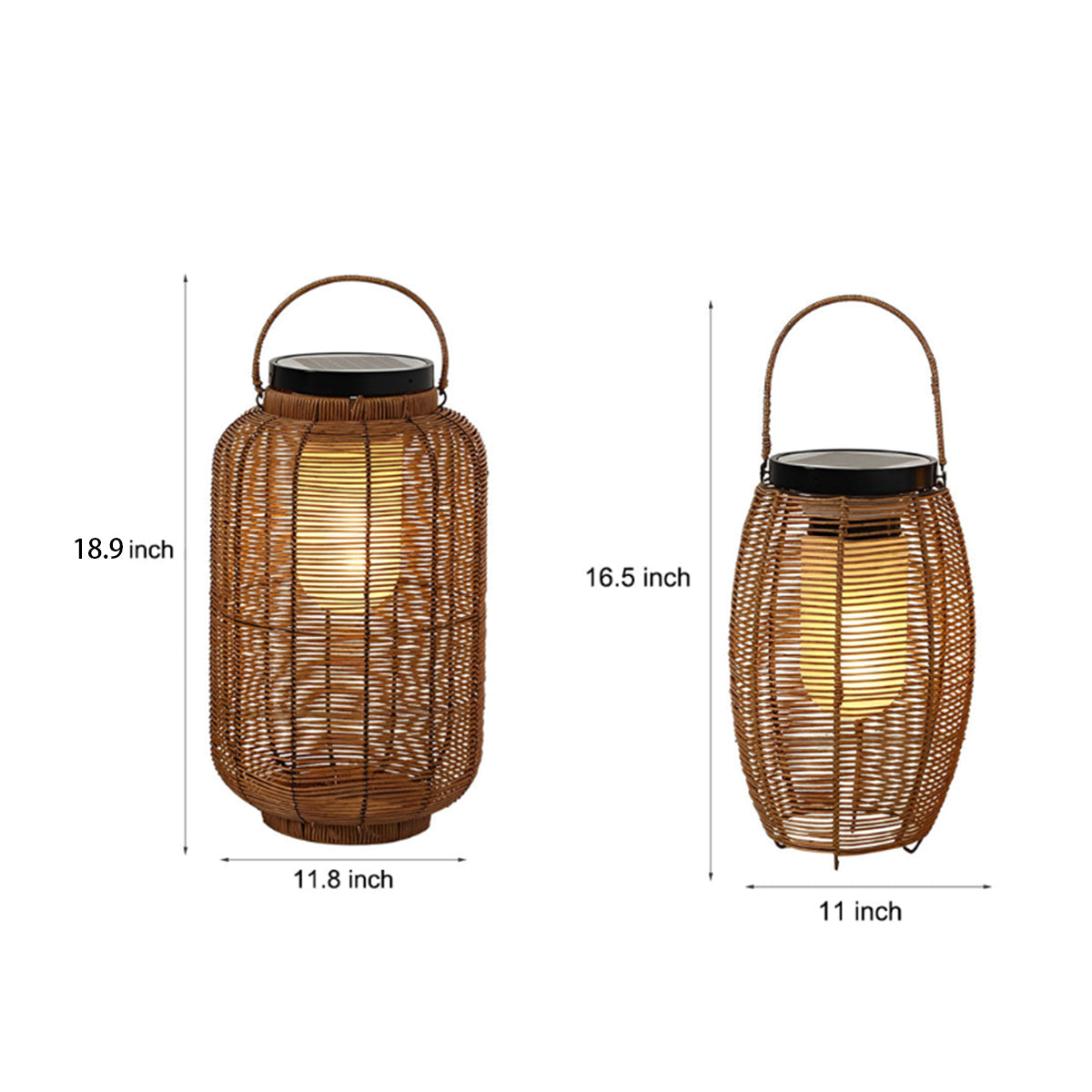 Hand-Woven Rattan Solar Portable Lantern Floor Lamp — Iron, LED, IP65 Weatherproof, 4500K