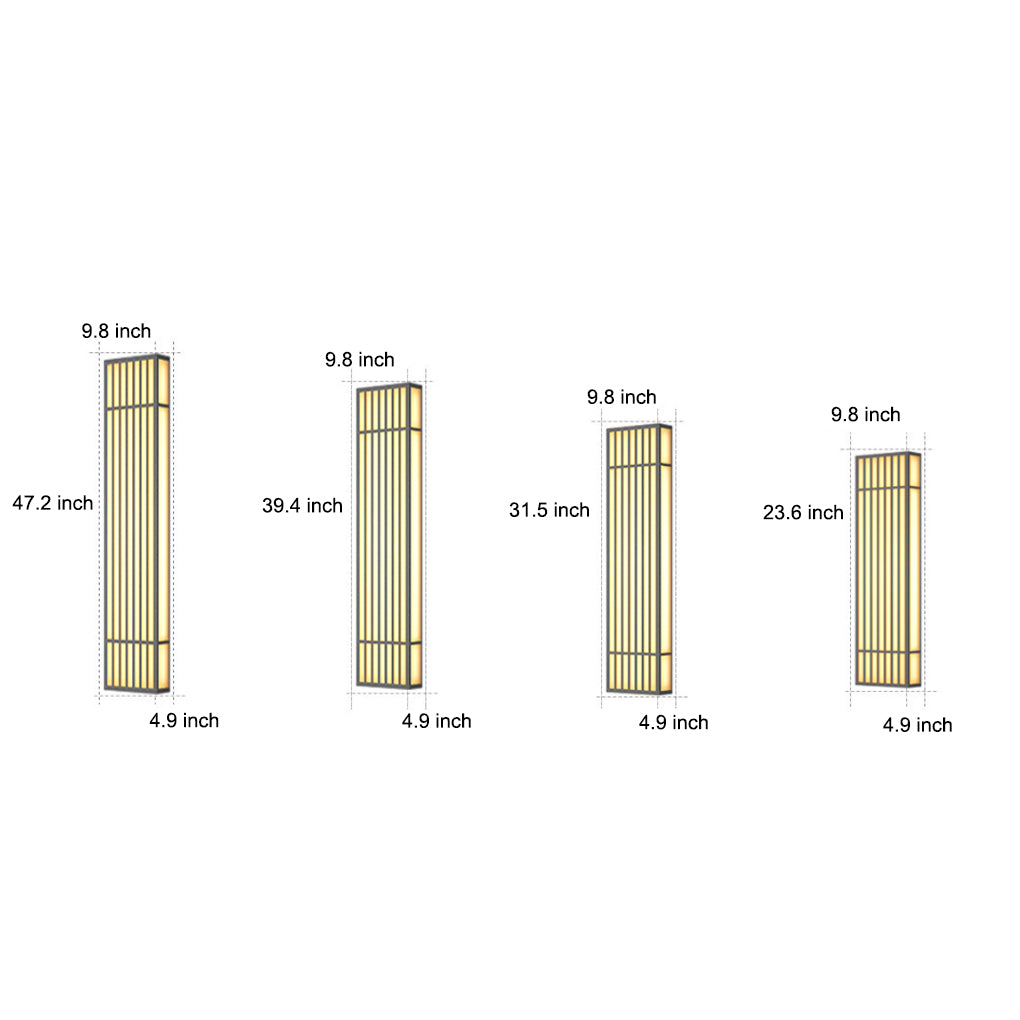 Retro Vertical Stripe Grid Outdoor Wall Sconce — Brown Stainless Steel, LED 3000K, IP65 Weatherproof, 23.6"–47.2"