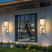 Vintage Floral Outdoor Wall Sconce — Galvanized Steel, Acrylic Shade, T5 LED, IP54 Weatherproof, 20" or 31"