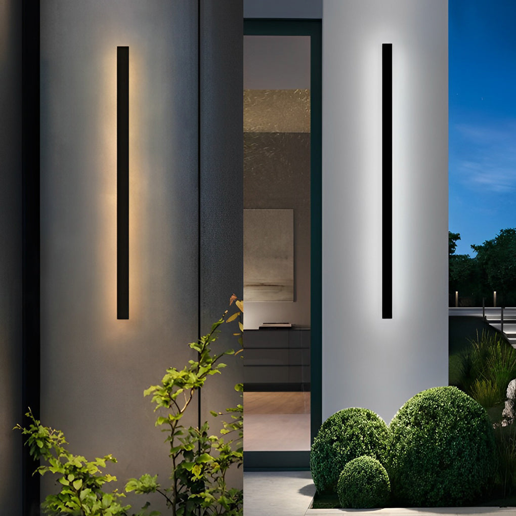 Modern Black Waterproof Solar Wall Sconce with Minimalist Long Linear LED Design