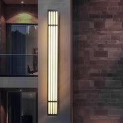 Modern Long Rectangular Outdoor Wall Sconce — Stainless Steel, Imitation Marble, LED, IP65 Waterproof, 3000K Warm White