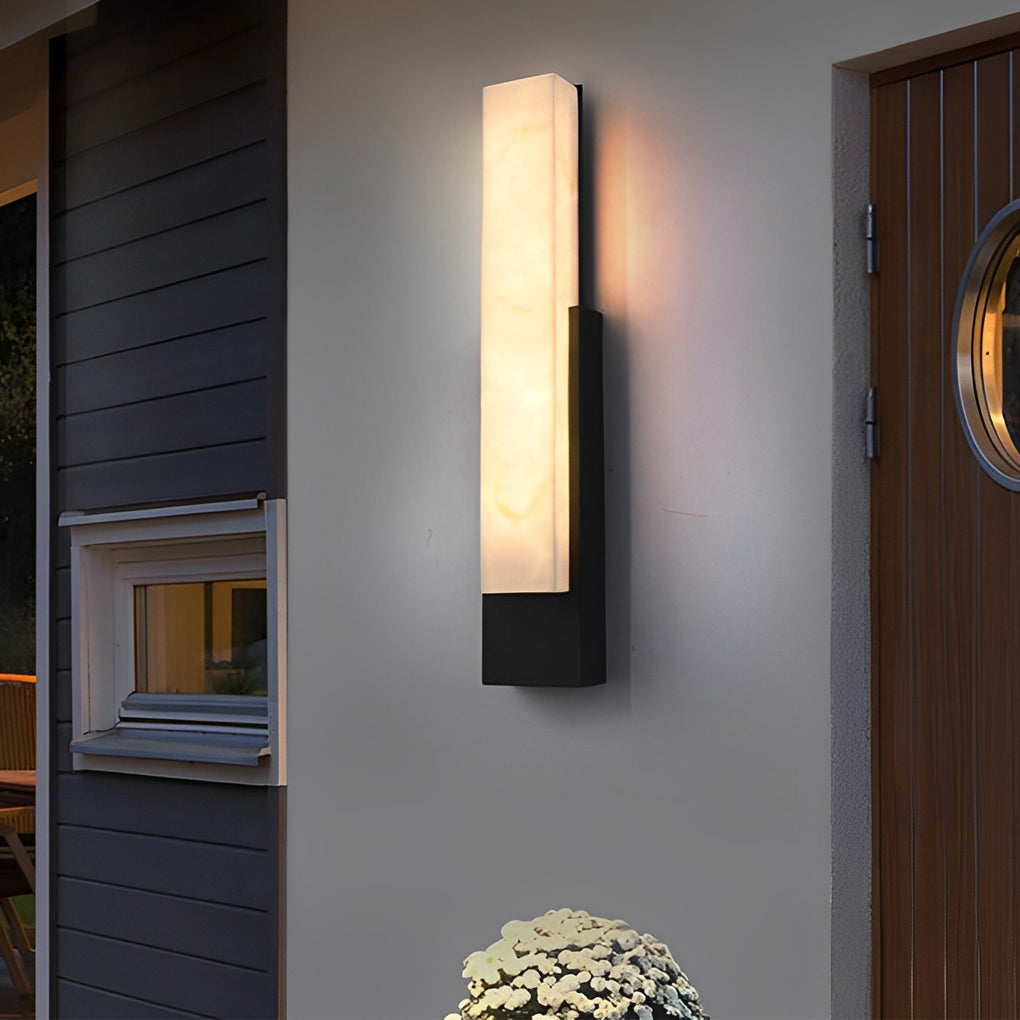 Modern Outdoor Wall Sconce — Stainless Steel, Imitation Marble Shade, LED 12W/18W, IP54 Weatherproof