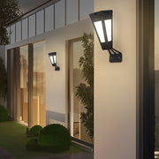 Modern Solar Outdoor Wall Sconce — Black Galvanized Steel, LED Warm White, IP65, 8–10 Hr Battery