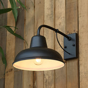 Vintage Trumpet Outdoor Wall Sconce — Black Iron, E27, LED Waterproof