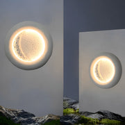 Moon Shape Outdoor Wall Sconce — Concrete, 10W LED, 3000K Warm White, 16" Diameter, IP Waterproof
