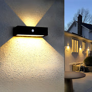 Modern Solar Up/Down Outdoor Wall Sconce — Aluminum & Glass, LED, Motion Sensor, IP44, 3 Modes