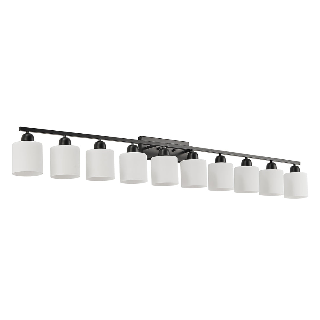 Minimalist Bathroom Vanity Light — Creamy White Glass, Metal Frame, E26, 4/5/6/8/10-Light, Matte Black / Sand Nickel / Copper