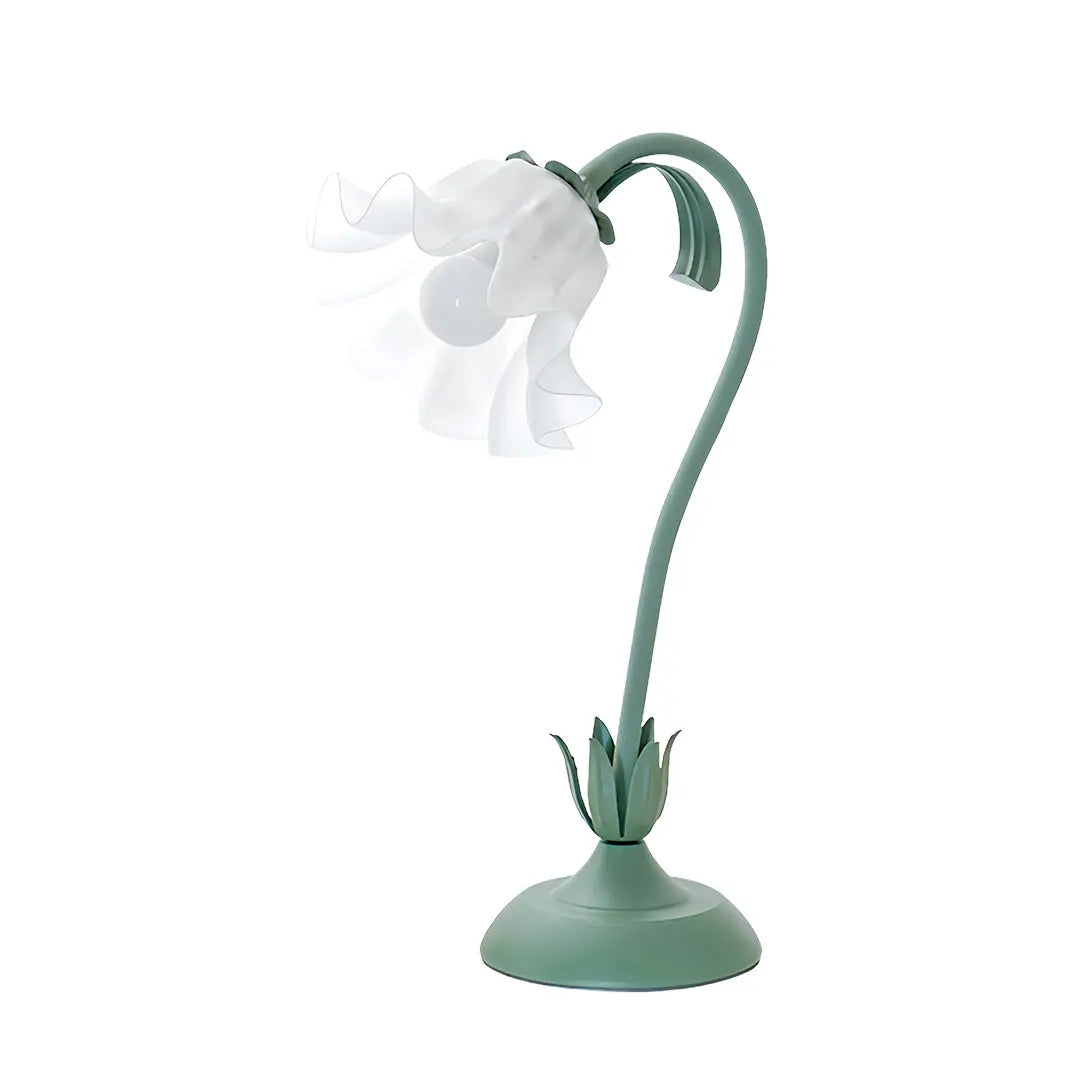 Vintage French Floral Table Lamp with Twistable White Glass and Green Accents - DIY Design Luxe