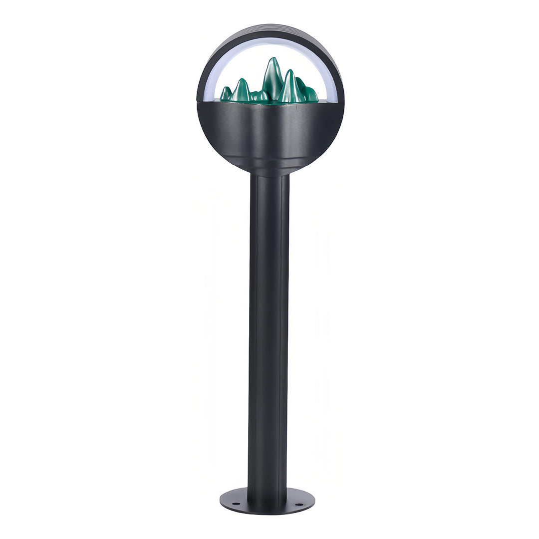 Frosted Globe Path Light — Black Aluminum, Hardwired LED, 10W, IP65 Weatherproof, 7.1" Dome