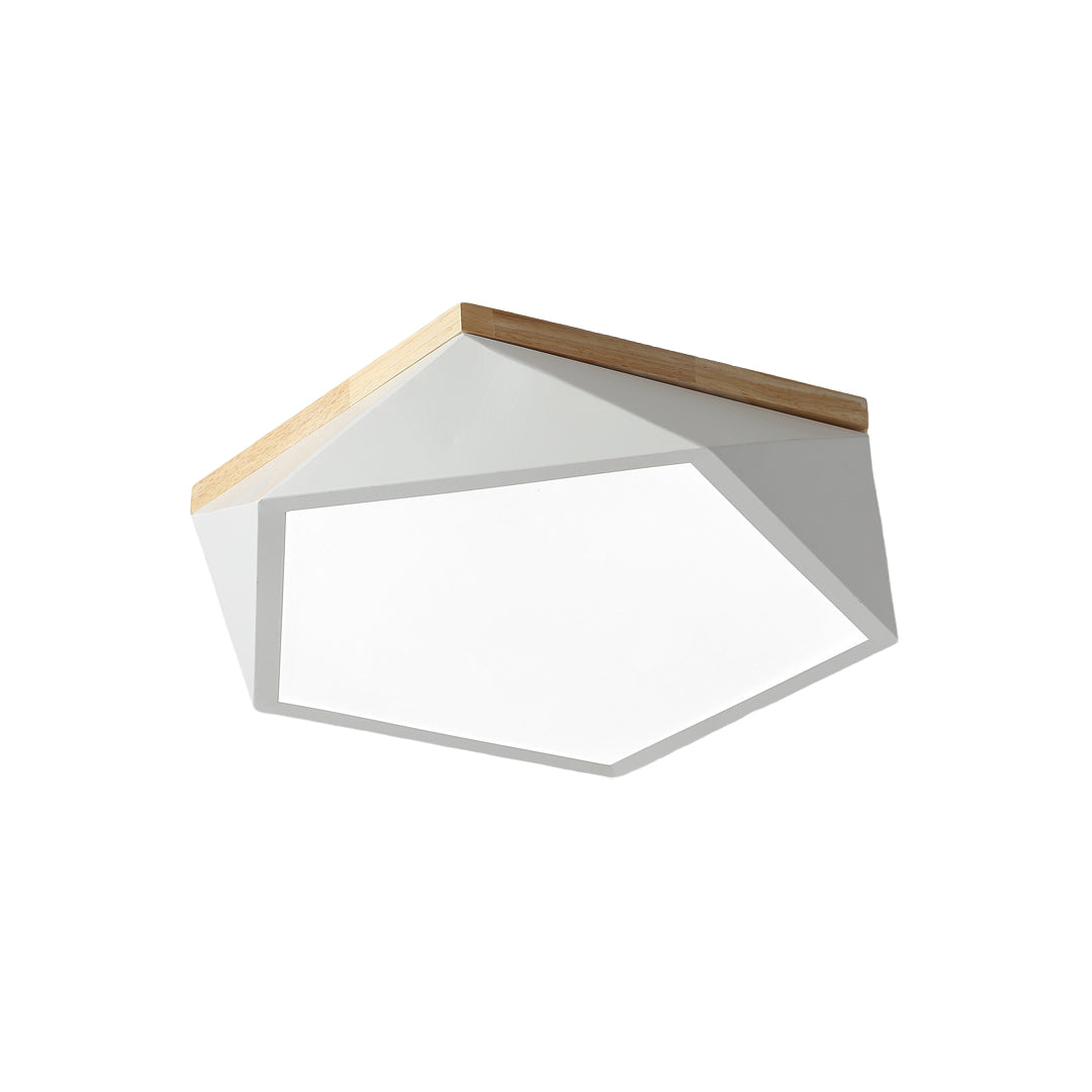 Geometric LED Flush-Mount Ceiling Light — Iron Frame, Acrylic Shade, Three-Color Dimming, 24W / 36W, 42cm / 52cm