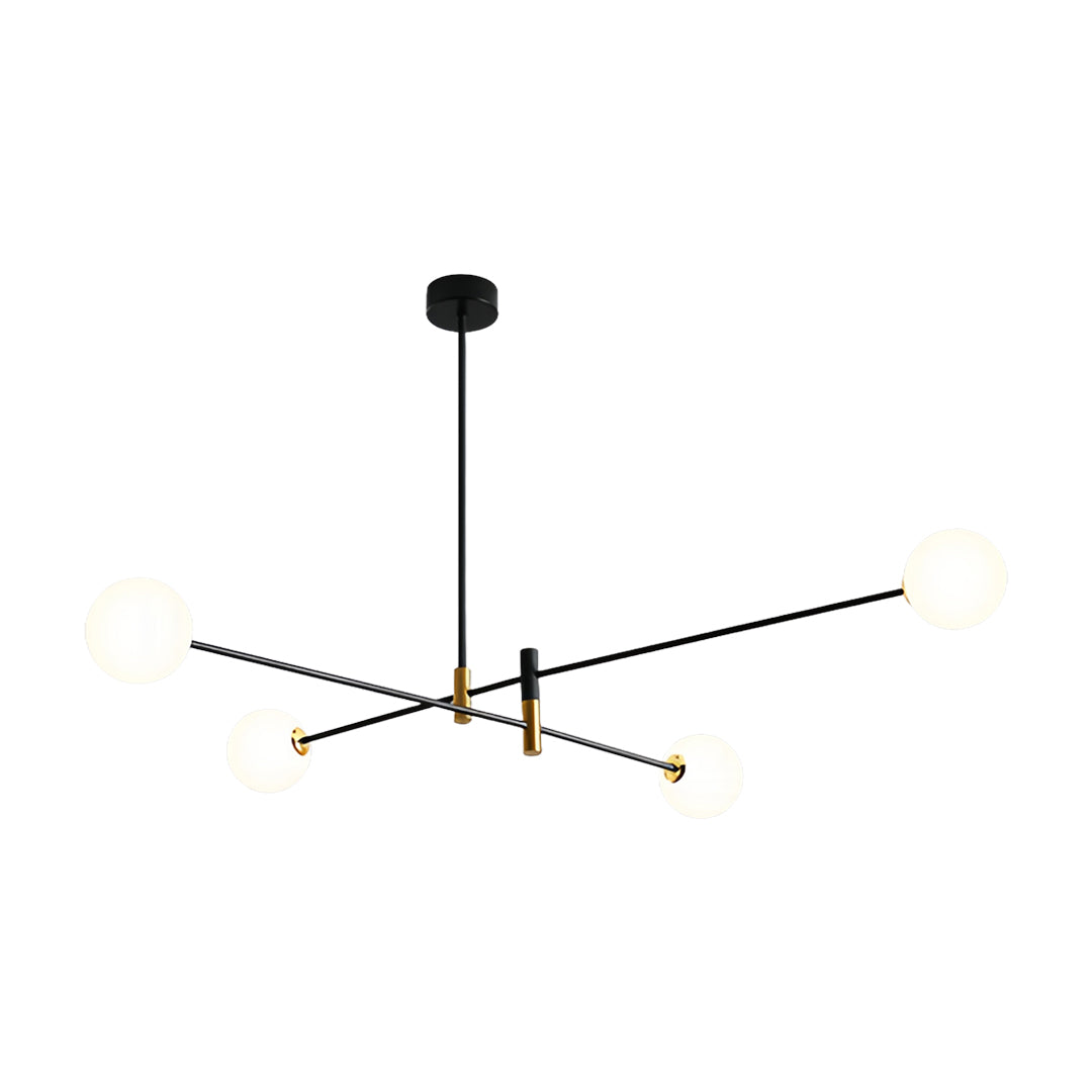 Branch Chandelier — Black and Gold Iron, Transparent Glass Shades, G9 3-Step Dimming (3000K/4000K/6000K), 4-, 6-, or 8-Light