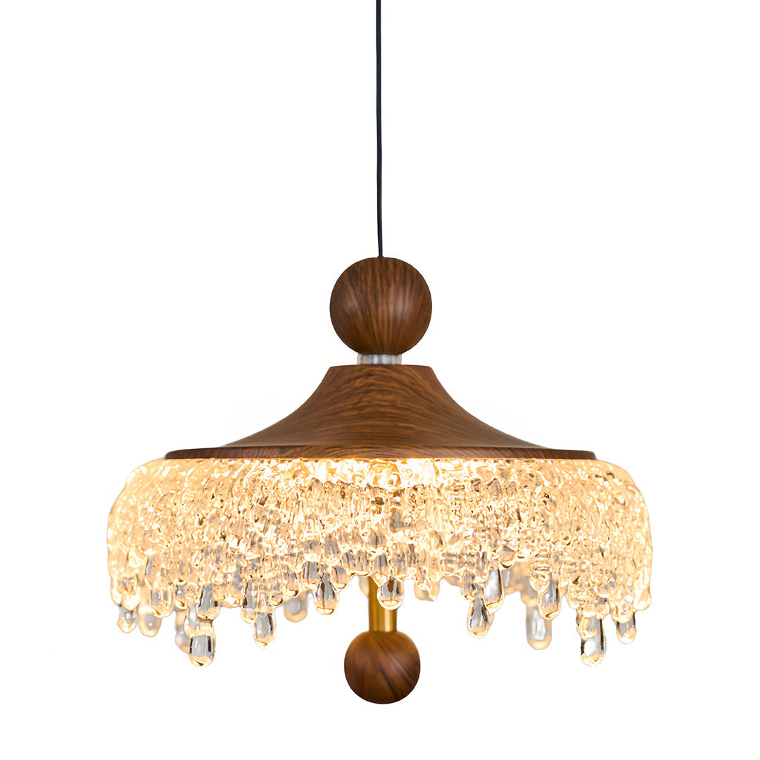 Teardrop Mini Pendant — Walnut Iron, Acrylic Shade, 15W, 3-Step Dimming (3000K/4000K/6000K), Adjustable Wire