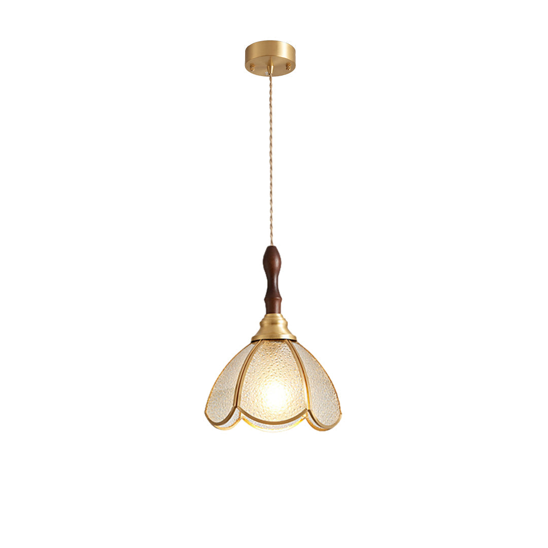 Water Ripple Glass Pendant Light — Full Copper, LED E27, 3-Step Dimming, 1- or 3-Light