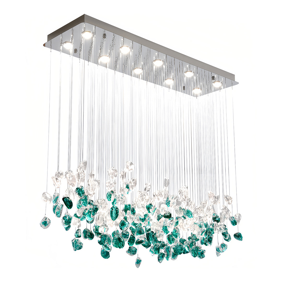 Irregular Beaded Hand-Blown Glass Chandelier — Stainless Steel, LED, 3-Step Dimming, 30/40W, French Vintage