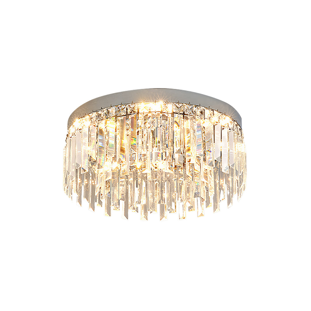 Minimalist Round Crystal Flush Mount — Stainless Steel, K9 Crystal, 3-Step Dimming, E14, 19.7"–31.5"