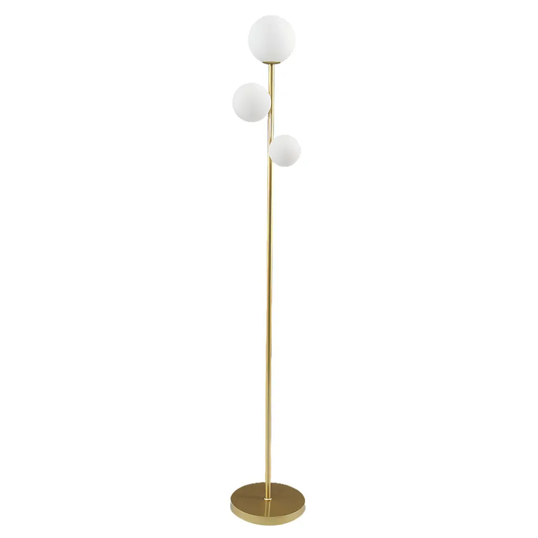 Modern Globe Floor Lamp with 3 Lights in Gold, Black, and White - Standing Design Luxe