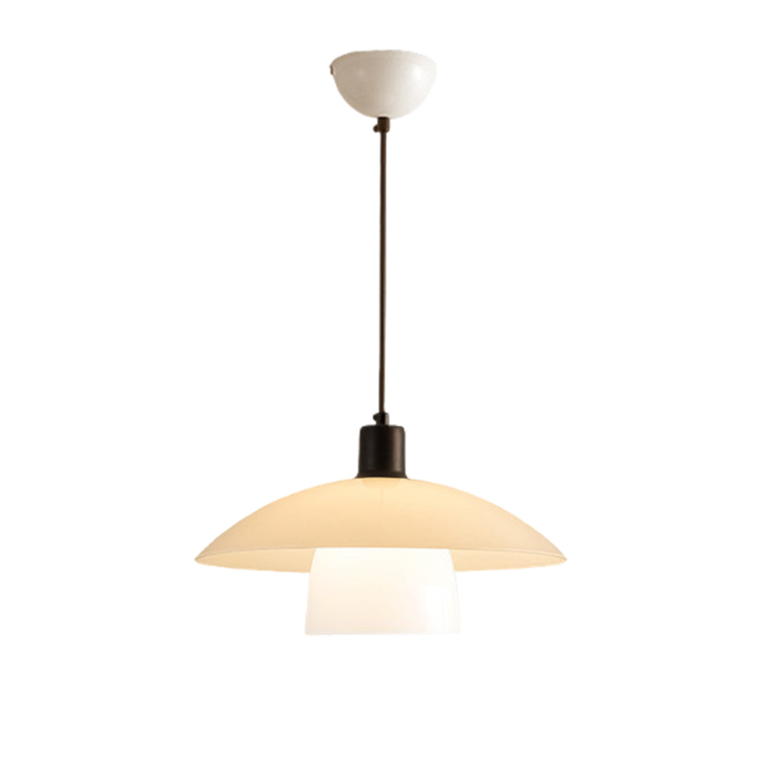 Wabi-Sabi Opal Glass Pendant — Iron, 1-Light, 30cm & 40cm, Three-Color Dimming, Adjustable Height