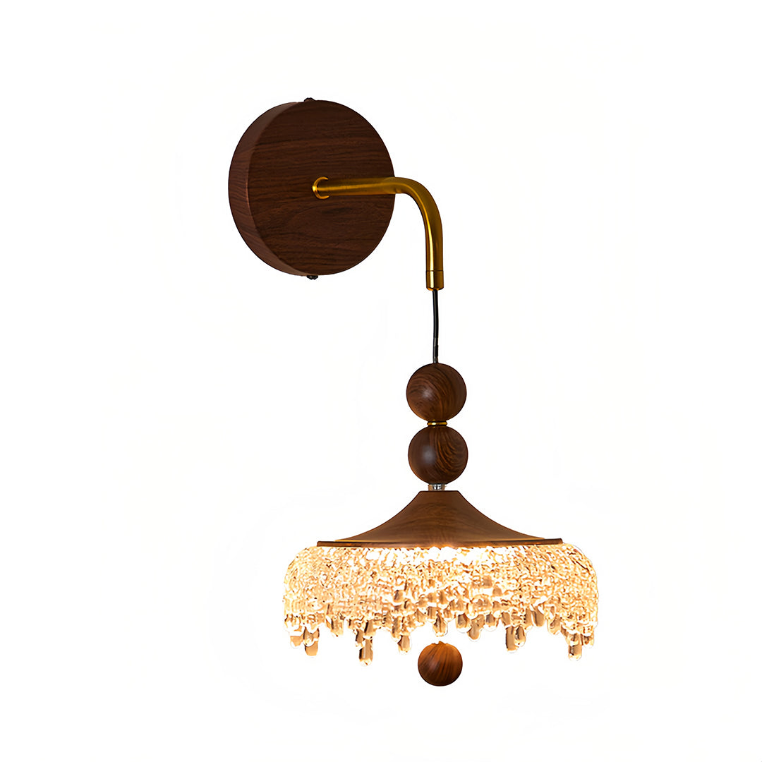 Teardrop LED Wall Sconce — Walnut & Iron, 15W Tri-Color Dimming, CRI 97, 11" × 16.5"