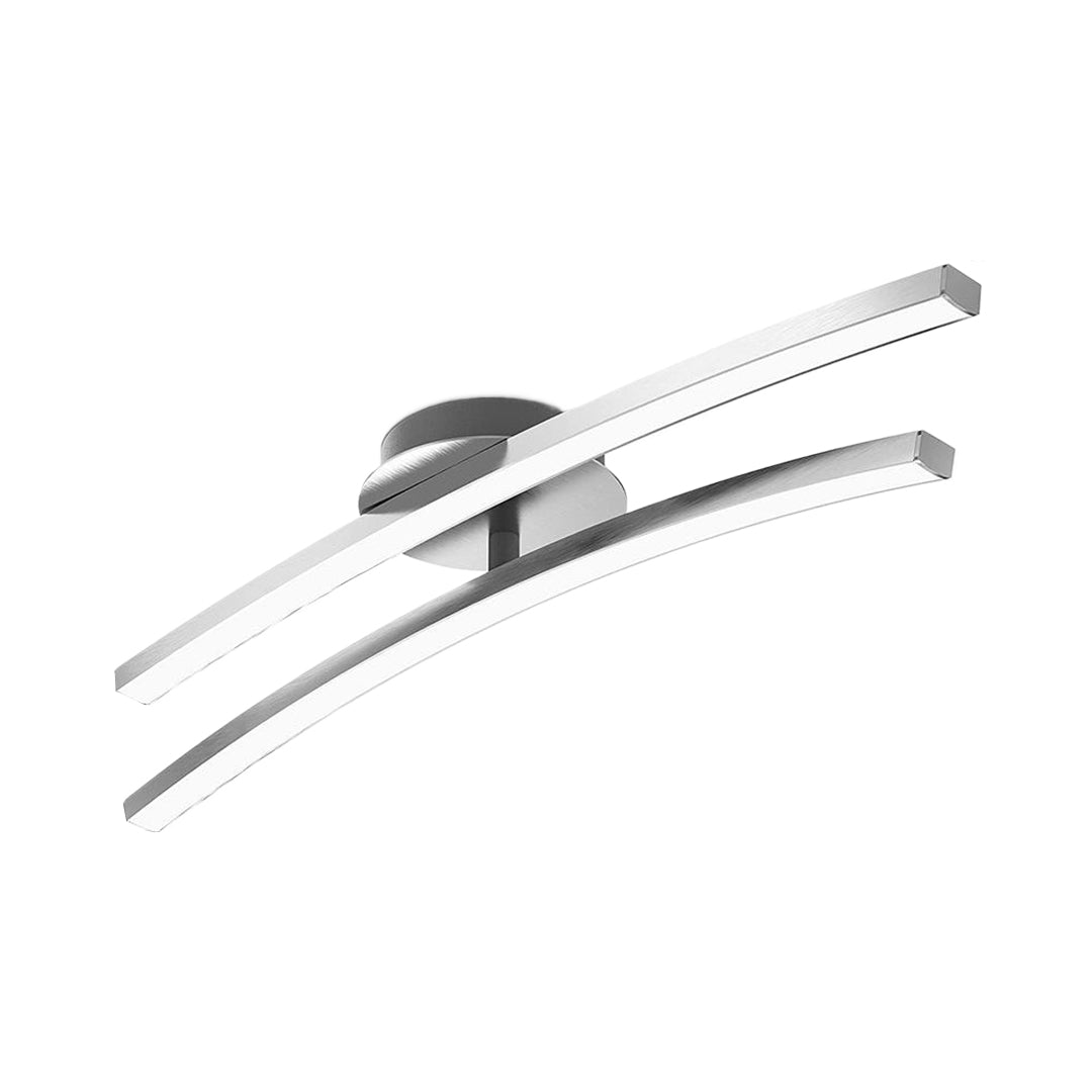 Modern Semi-Flush Mount Ceiling Light — Aluminum & Acrylic, 12W LED, 360° Rotating Dual Strip, Three-Color Dimming, Black or White