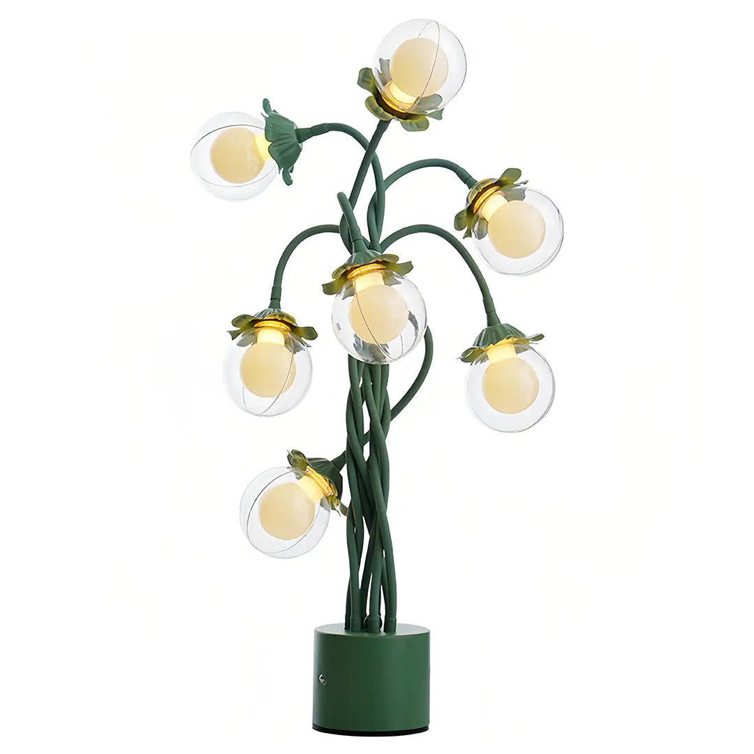 Artistic Globe Decorative Light: Retro Green Table Lamp with French Floral Design Luxe
