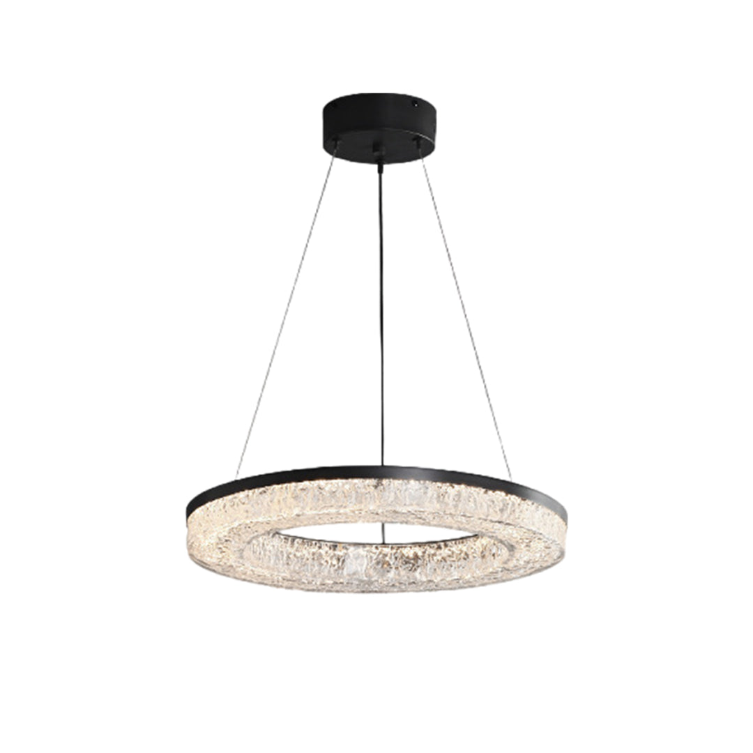 Ring Circle Chandelier — Full Copper with Crystal, LED Three-Color Dimmable, 10 Sizes (50–120cm), 30W–158W