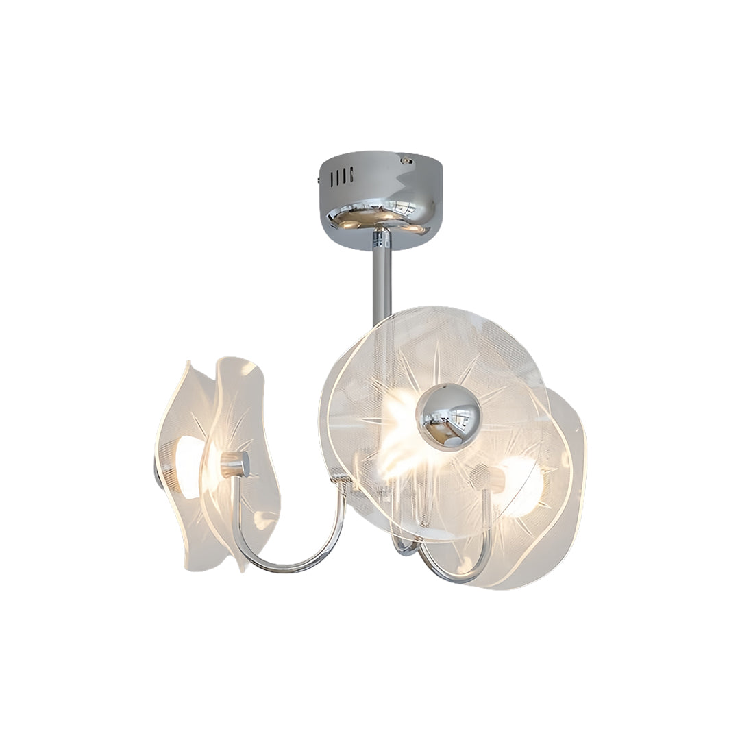 Geometric Acrylic LED Chandelier — Chrome Aluminum, 3-Step Dimming, 3-, 6-, or 8-Head