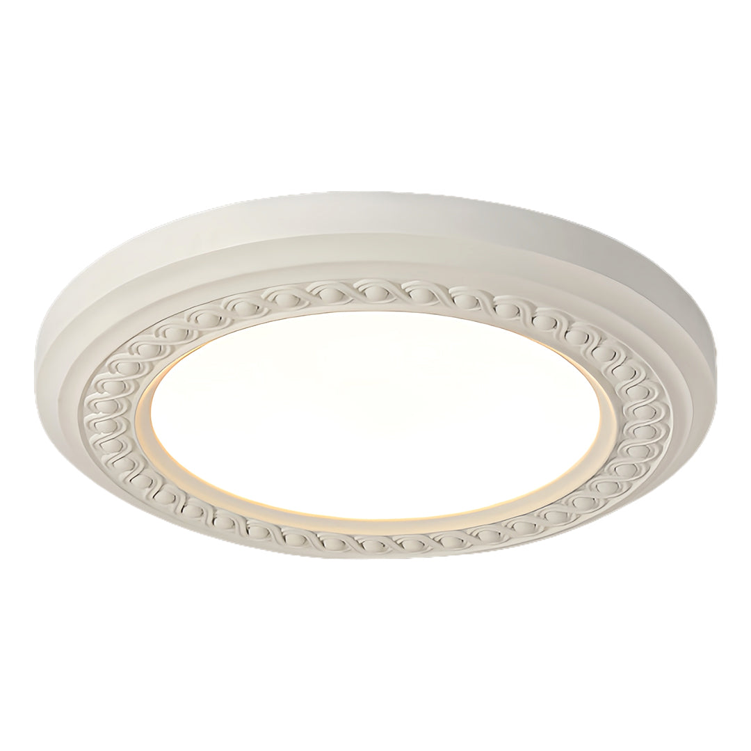 French Country Carved Resin Flush-Mount Ceiling Light — Acrylic Shade, 72W LED, 3-Step Dimming, 23.15"