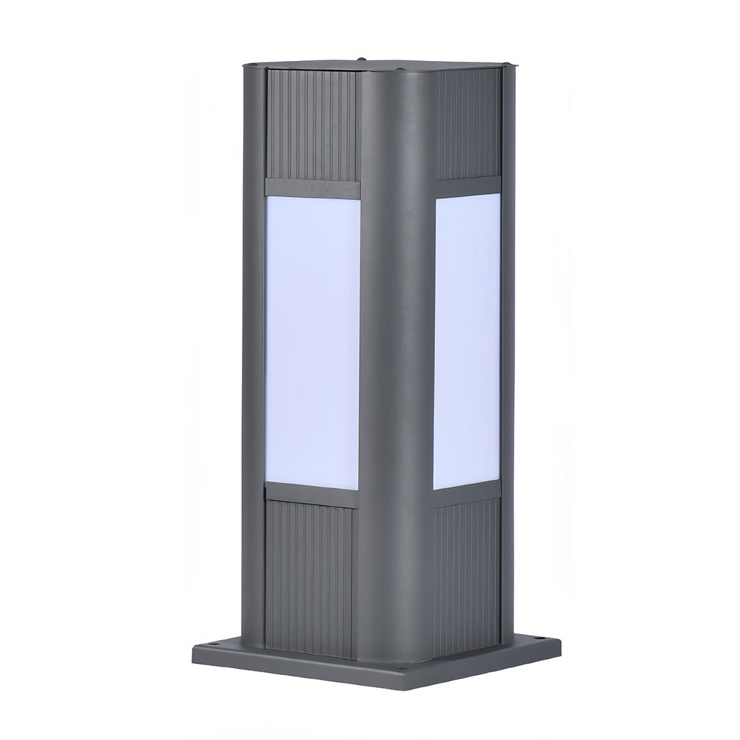 Industrial Square Bollard Path Light — Die-Cast Aluminum, Gray, 10W LED, IP65 Weatherproof