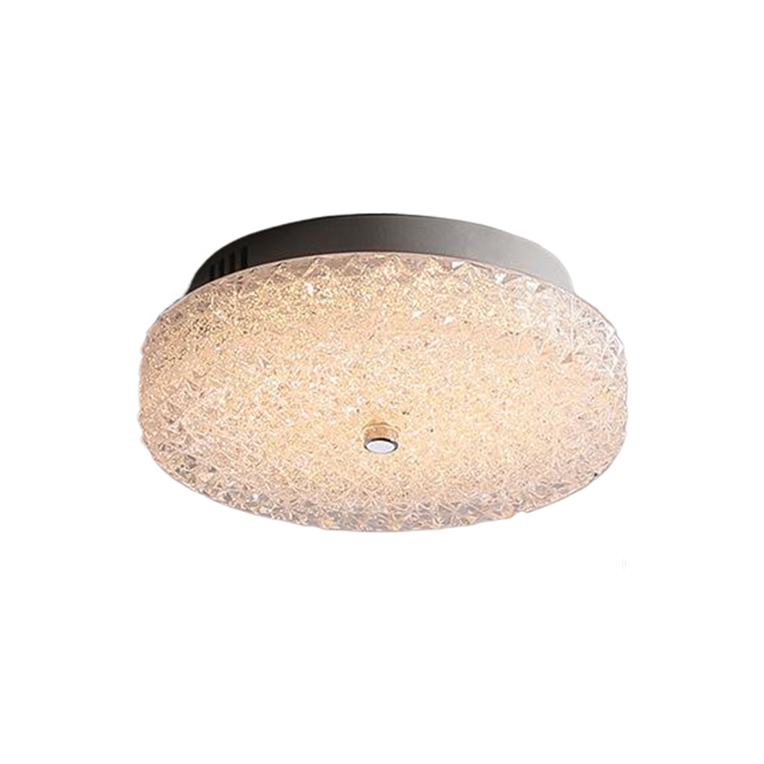 Crystal Sand Glass Flush Mount — Chrome Iron, LED, Dimmable, 25cm / 40cm, Remote Control