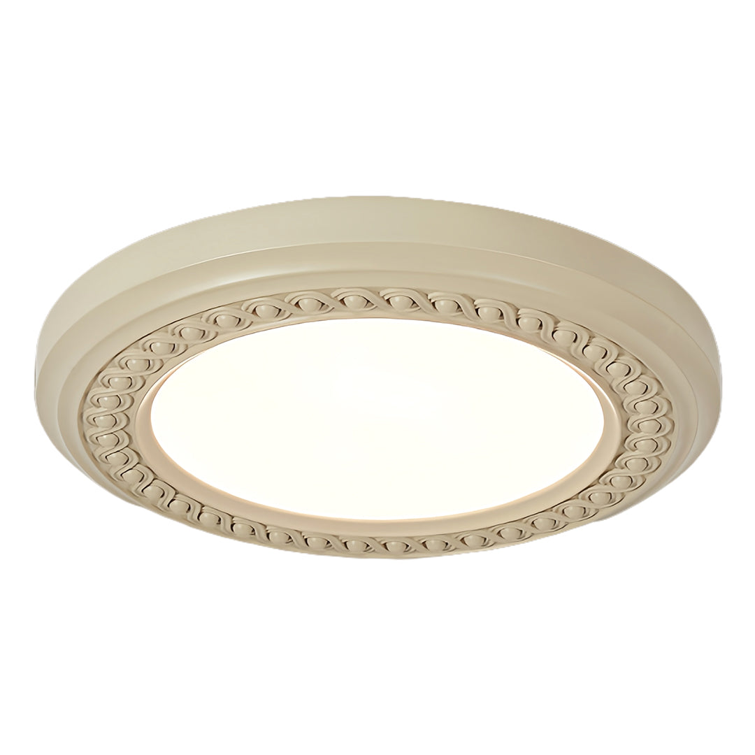 French Country Carved Resin Flush-Mount Ceiling Light — Acrylic Shade, 72W LED, 3-Step Dimming, 23.15"