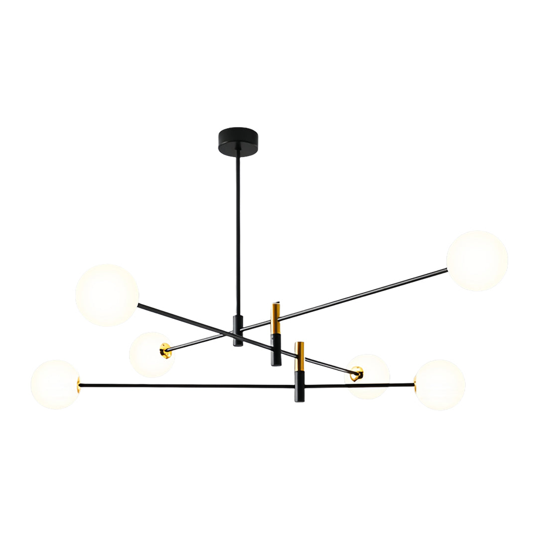 Branch Chandelier — Black and Gold Iron, Transparent Glass Shades, G9 3-Step Dimming (3000K/4000K/6000K), 4-, 6-, or 8-Light