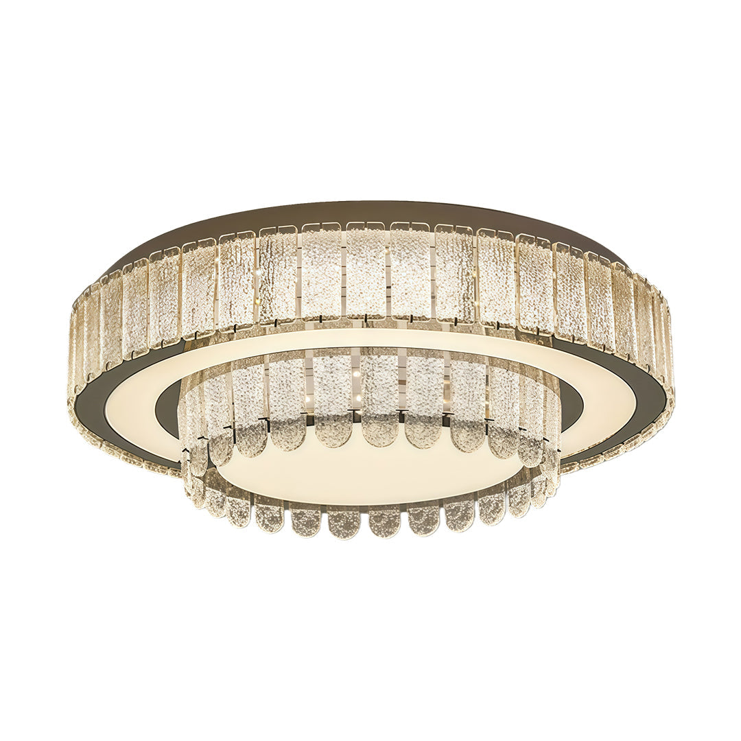 Modern Crystal Flush-Mount Light — Stainless Steel, Round/Square/Rectangle, 3-Step Dimming, LED