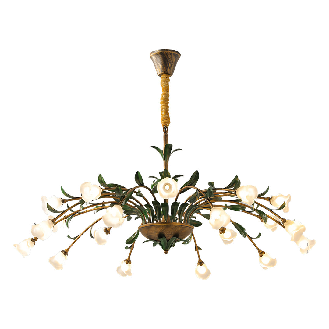 Vintage Floral Branch Chandelier — Iron and Glass, G4 3-Step Dimming, 12 to 35-Head