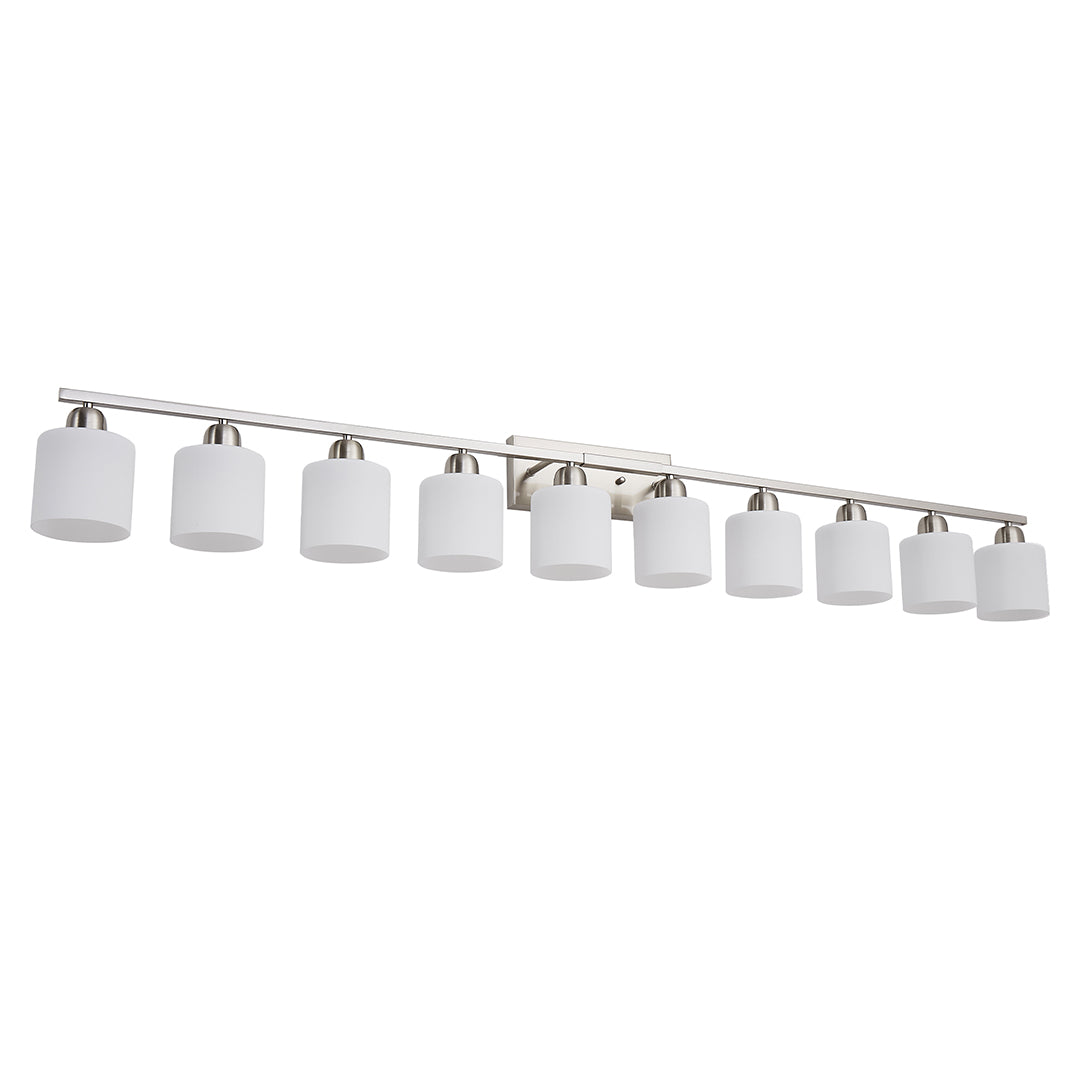 Minimalist Bathroom Vanity Light — Creamy White Glass, Metal Frame, E26, 4/5/6/8/10-Light, Matte Black / Sand Nickel / Copper