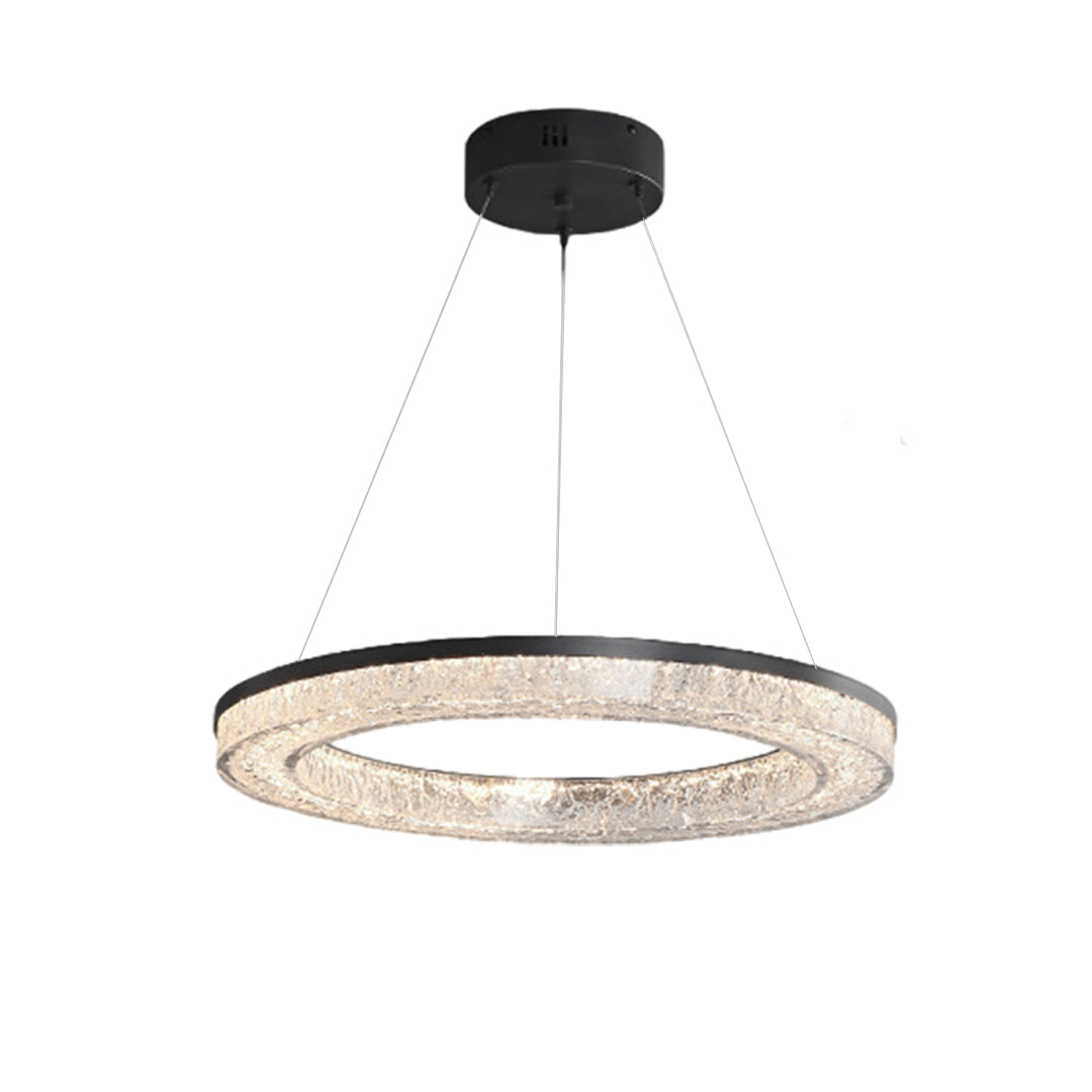 Ring Circle Chandelier — Full Copper with Crystal, LED Three-Color Dimmable, 10 Sizes (50–120cm), 30W–158W