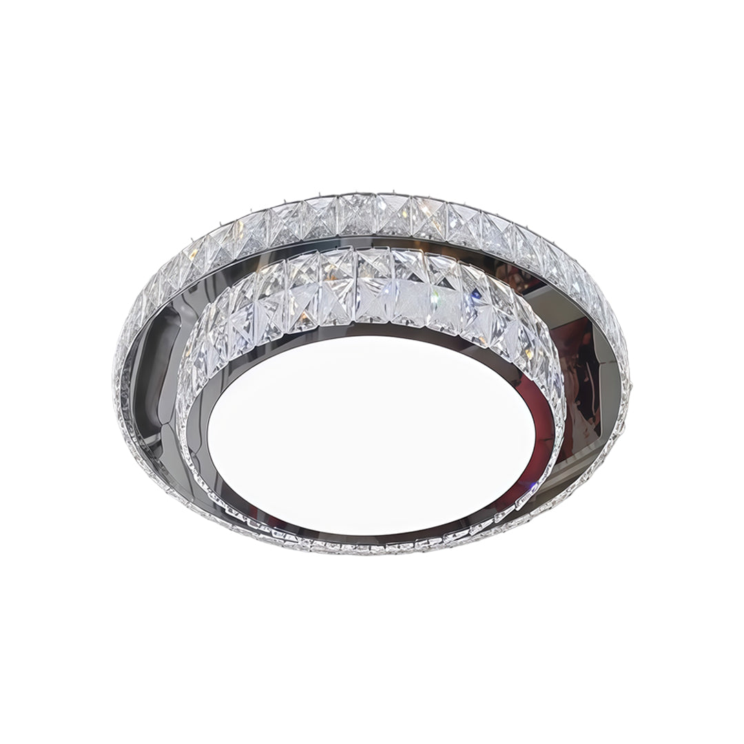 Minimalist Crystal Flush-Mount — Chrome Stainless Steel, LED, 3-Step Dimming, Round/Square/Rectangle, 19.7"–43.3"