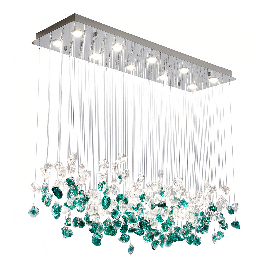 Irregular Beaded Hand-Blown Glass Chandelier — Stainless Steel, LED, 3-Step Dimming, 30/40W, French Vintage